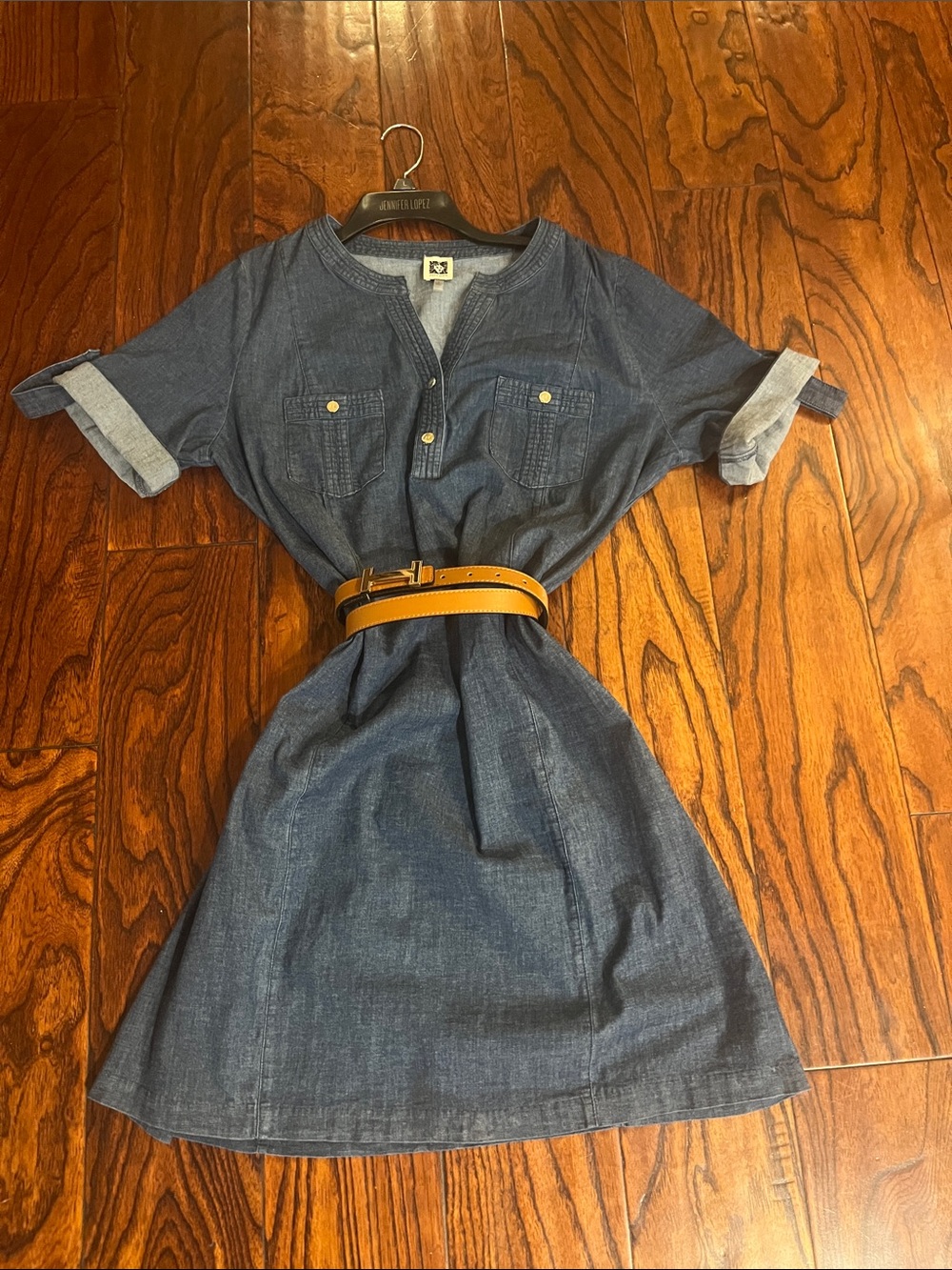 Anne Klein Blue Cotton/Denim Shirt Dress